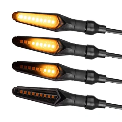 Abbildung von Simda Pro 4 Stück Besonders Hell Universal LED Motorrad Blinker Miniblinker mit E Mark Sequentiell Laufeffekt Quad ATV Roler Lauflichtblinker Super Optik und Extra