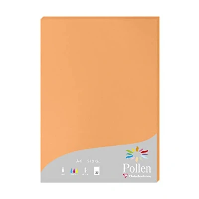 Abbildung von Clairefontaine 24208C Packung mit 25 Karten Pollen 210g, DIN A4, 21 x 29,7cm, Clementine