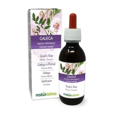 Abbildung von Geißraute (Galega officinalis) Kraut mit Blüten Alkoholfreier Urtinktur Naturalma Flüssig Extrakt Tropfen 120 ml Nahrungsergänzungsmittel Veganer