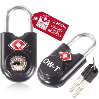 Abbildung von OW Travel Schloss mit Schlüssel Kofferschloss Vorhängeschloss Gepäckschloss Sicherheitsschloss Schlüsselschloss Diebstahl Sicheres Lock TSA für Reisekoffer Spind Rucksack Luggage:2 Schwarz
