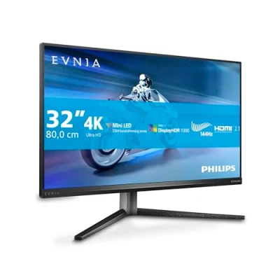 Abbildung von PHILIPS Evnia 32M2N6800M 32 Zoll UHD Gaming Monitor, 144Hz, 0.5 ms, FreeSync Premium Pro, HDR1000, Ambiglow (3840x2160, 2X HDMI 2.1, DisplayPort, USB Hub) dunkel grau