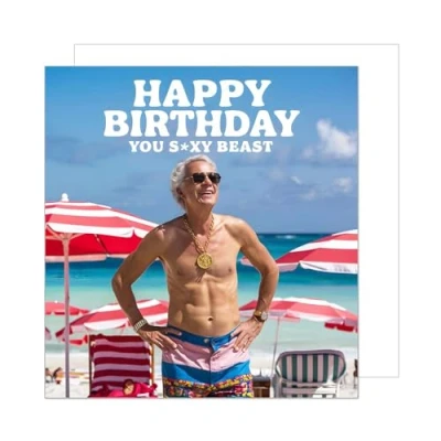 Abbildung von Edition Seidel Premium quadratische Geburtstagskarte mit Umschlag. Glückwunschkarte Happy Birthday Billet Karte Spruch für Mann Freund Beast lustig Humor (GQ348 SW024)
