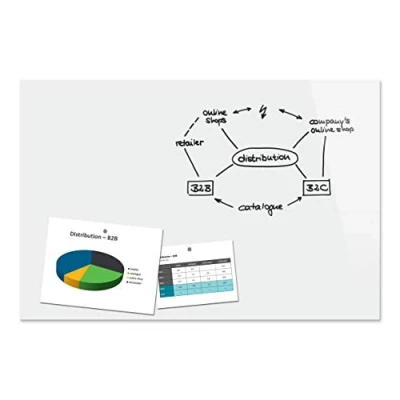 Abbildung von Be!Board B1300 Große Glas Magnettafel / Whiteboard rein weiß, 90 x 60 cm, magnetisch &amp; beschreibbar, incl. 2 Neodym Magnete, rahmenlos, für Wohnung und Büro
