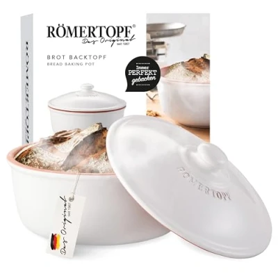 Abbildung von Römertopf Brotbacktopf aus Naturton bis zu ca. 1.000g Backgut, für natürliches Brotbacken, Weiß