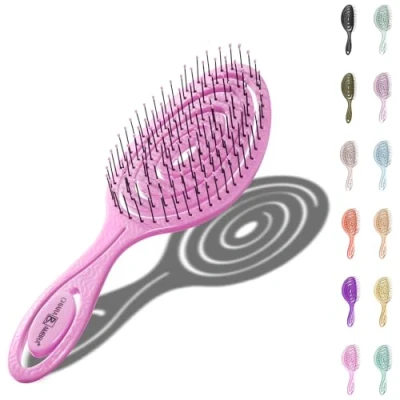 Abbildung von Chiara Ambra Haarbürste ohne Ziepen Spiral Haar Bürste Hair Brush Entwirrbürste Detangler Extensions Hairbrush lange Haare Rosa