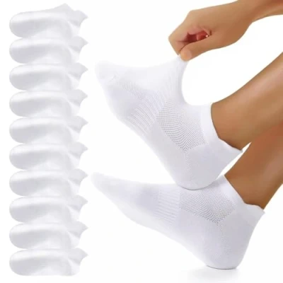 Abbildung von YouShow 10 Paar Sneaker Socken Herren Damen Kurz Sportsocken Atmungsaktive Baumwolle Laufsocken Weiß 35 38