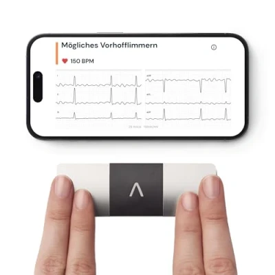 Abbildung von AliveCor KardiaMobile 6L Smartphone kompatibler 6 Messungen EKG Monitor erkennt Vorhofflimmern in nur 30 Sekunden egal wann und wo