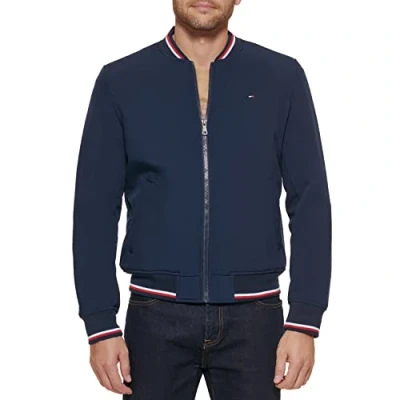 Abbildung von Tommy Hilfiger Herren Lightweight Varsity Rib Knit Bomber Jacket Jacke, Midnight Soft Shell, 3XL