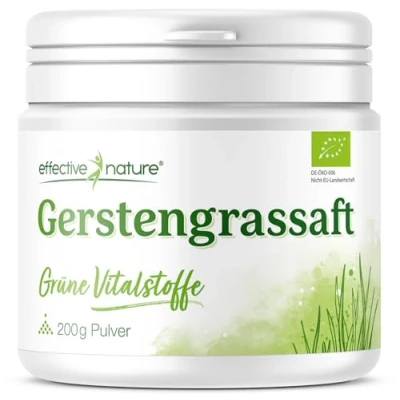 Abbildung von Gerstengrassaft Pulver Bio 200 g Rohkost Reich an Eisen, Zink und Folsäure Grassaftpulver in hochwertige Qualität aus den USA Ohne unerwünschte Zusatzstoffe