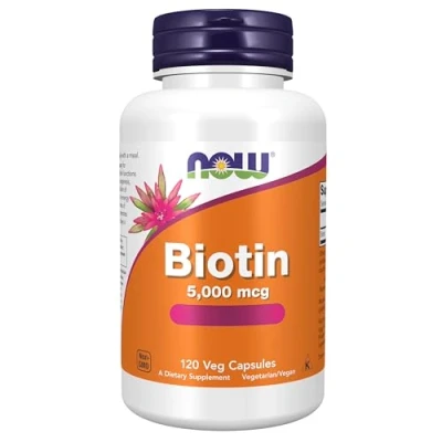 Abbildung von Now Foods, Biotin, 5.000mcg, Vitamin B7, Hochdosiert, 120 vegane Kapseln, Laborgeprüft, Glutenfrei, Sojafrei, Vegetarisch, ohne Gentechnik