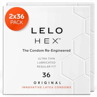 Abbildung von LELO HEX Original Ultradünne Kondome mit Größerer Stärke, für Männer, 54 mm im Durchmesser (72)