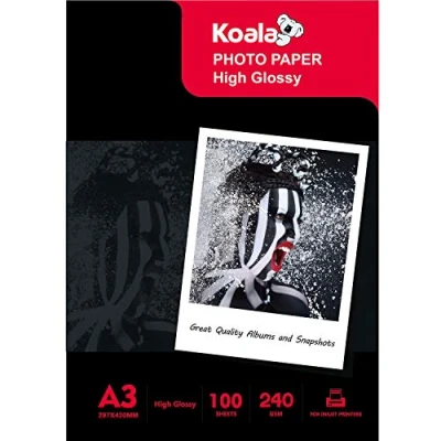 Abbildung von Koala Inkjet Hochglänzend Fotopapier DIN A3, 240 g/m², 100 Blatt, für Canon HP Epson Tintenstrahldrucker