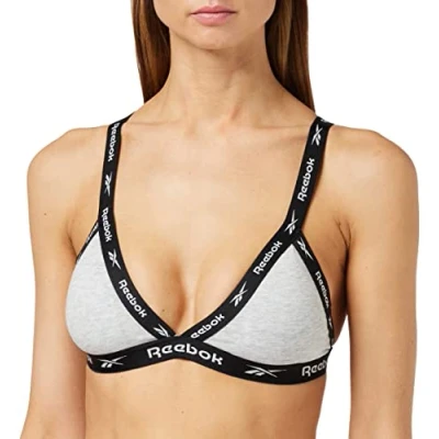 Abbildung von Reebok Damen, Bauchfreies Triangle BH Top ohne Bügel aus Baumwolle Baselayer Hose, Grau, S