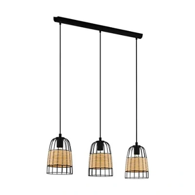 Abbildung von EGLO Hängeleuchte »Anwick«, 3 flammig, Leuchtmittel E27 ohne Leuchtmittel, schwarz / L88 x H110 B18 cm exkl. (je max. 40W) Retro
