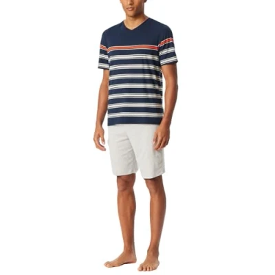 Abbildung von Schiesser Herren Schlafanzug kurz V Ausschnitt Casual Essentials Pyjamaset, Nachtblau_182604, 52