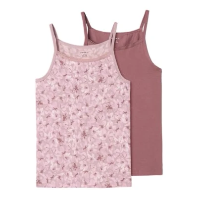 Abbildung von Name it Nkfstrap Flower 2 PACK Unterhemd/shirt für Kinder, Größe: 134/140, Mauve shadows