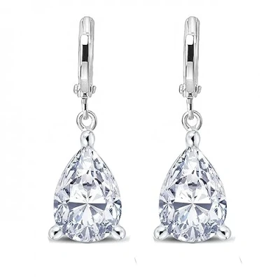 Abbildung von Crystalline Azuria Tropfenform Hochzeit Ohrhänger mit Weiß Zirkonia Kristalle 18 kt Vergoldet für Damen