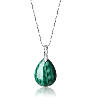 Abbildung von COAI Geschenkideen Damenkette Glückskette aus Malachit Tränen der Engel Anhänger 925 Sterling Silber Halskette