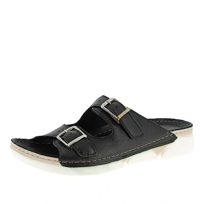 Abbildung von Andrea Conti Damen Pantolette Zwei Riemen Leder sportliche Laufsohle 0521700, Größe:37 EU, Farbe:Schwarz