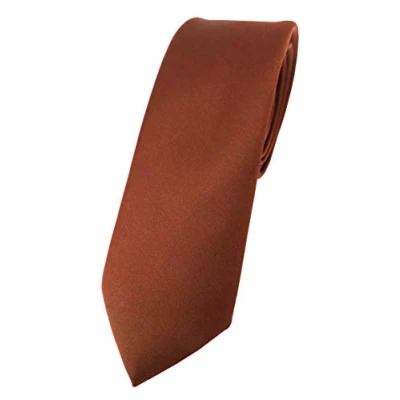 Abbildung von TigerTie Herren Krawatte 6 cm schmale Satin Tie in braun rot rotbraun einfarbig uni Business, festliche Veranstaltungen und Freizeit