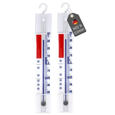 Abbildung von Lantelme 2 Stück Kühlschrank Thermometer Set mit Haken zum aufhängen auch für Kühlgeräte wie Gefrierschrank Kühltheke und Kühltruhe Analog Kühlschrankthermometer 3292