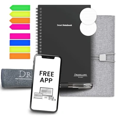 Abbildung von Dreiklang be smart® wiederverwendbar digitales Notizbuch A5 Executive mit Schutz Hülle Stoff Tasche als Cover Handfach, Stiftschlaufe und Innenfach zur Organisation bringt mehr Ordnung
