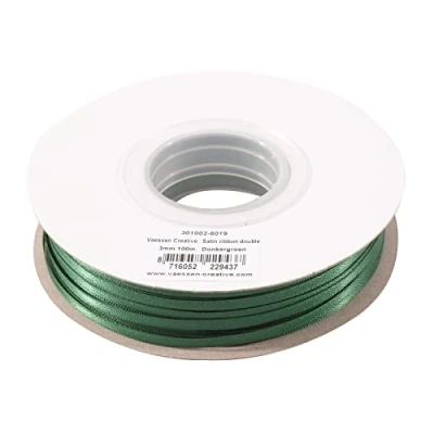 Abbildung von Vaessen Creative 301002 5019, Dunkelgrün, Satinband, 3 mm x 100 m Doppelsatinband, Schleifenband, Dekoband, Geschenkband, Stoffband für Hochzeit, Taufe und Geburtstagsgeschenke, 3MM, meter
