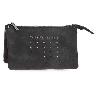 Abbildung von Pepe Jeans Holly Geldbörse mit DREI Fächern, Schwarz, 17,5 x 9,5 2 cm Kunstleder, Talla única, Fächern