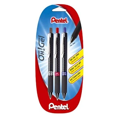 Abbildung von Pentel Oh Gel Tintenroller, Gel, Einziehbar Lot Schwarz/Blau/Rot