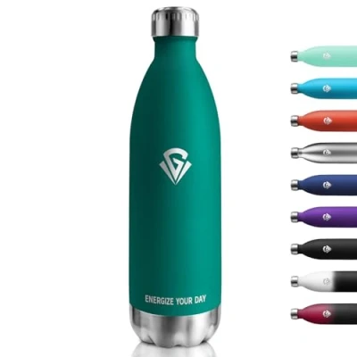 Abbildung von Thermosflasche 1000ml, Wasserflasche Kohlensäure Geeignet, Trinkflasche BPA Frei, Auslaufsicher Doppelwandig Thermoskanne, für Fitness, Laufen, Büro, Kinder, Erwachsene, Camping, Sprudel