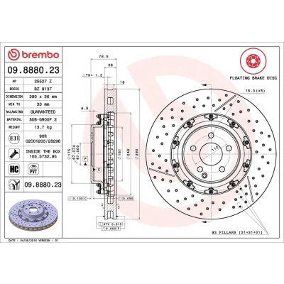 Abbildung von BREMBO TWO PIECE FLOATING DISCS LINE 09.8880.23 Bremsscheibe MERCEDES BENZ: S Class Saloon