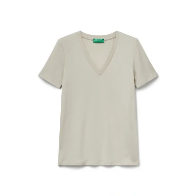 Abbildung von United Colors of Benetton WITH Vneck Tshirt basic, Damen, Größe: XS/S, Beige