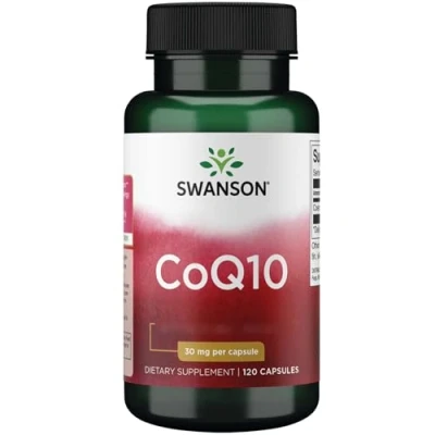 Abbildung von Swanson, CoQ10 (Coenzym Q10), 30mg, Ubichinon, 120 Kapseln, Hochdosiert, Laborgeprüft, Sojafrei, Glutenfrei, Ohne Gentechnik
