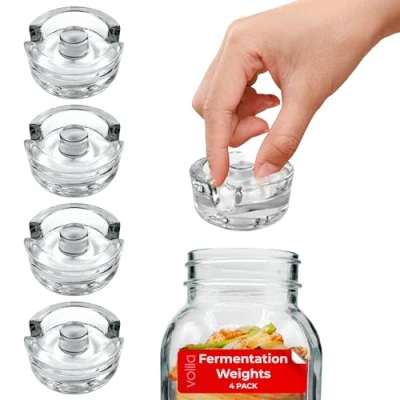 Abbildung von Fermentiergewichte 4er Pack (7 cm) Beschwerungsstein für Weithals Fermentierglas Glasgewichte zum Fermentieren mit Leichtem Griff Und Einem Funktionalen Spalt von Überschüssiger Lake