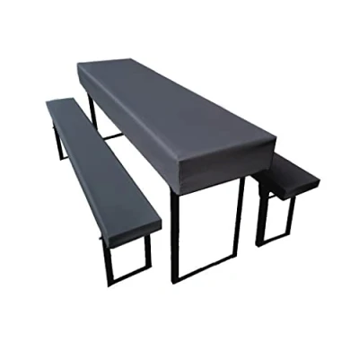 Abbildung von Lemos Home Bierzeltgarnitur Auflage (3er Set) aus 1x Tischdecke und 2X Bierbankhussen. Größe Farben wählbar. (220 x 50 cm, Anthrazit)