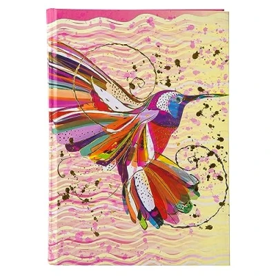 Abbildung von goldbuch 64273 Notizbuch Flower Kolibri, Notizheft im DIN A5 Format, Kladde mit 200 chamoisfarbene Blankoseiten, Kunstdruck Goldprägung und Relief, Rosa / Gelb