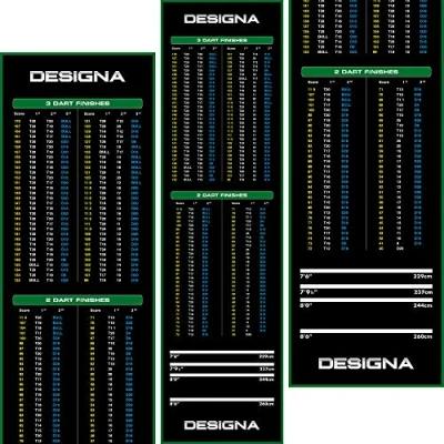 Abbildung von Designa Darts MAT30 Dartmatte, rutschfest, mit Checkout Design, breit, grün, 290 x 80 cm