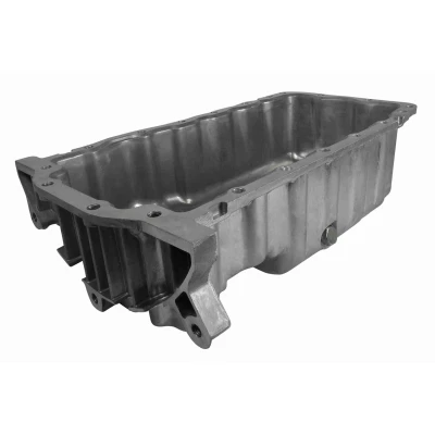 Abbildung von VAICO V10 7190 Ölwanne mit Ölablassschraube ohne Bohrung für Ölstandsensor, Ölwannendichtung, Dichtring Aluminium Original Qualität