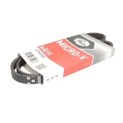 Abbildung von GATES Micro V 4PK905 Keilrippenriemen 905 4 Polyester, EPDM (Ethylen Propylen Dien Kautschuk) RENAULT: CLIO 2, Kangoo I Express,