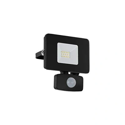 Abbildung von EGLO LED Außen Strahler Faedo 3, 1 flammige Außenleuchte inkl. Bewegungsmelder, Sensor Wandstrahler aus Alu, Farbe: Schwarz, Glas: klar, 10 Watt, IP44