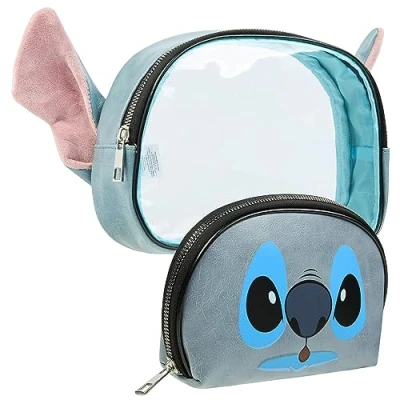 Abbildung von Disney Kulturbeutel Stitch Make up Tasche Reise Aufbewahrung Bag Vanity Geschenkidee für Mädchen Teenager Damen, Blau 2er Pack, one Size, Modern