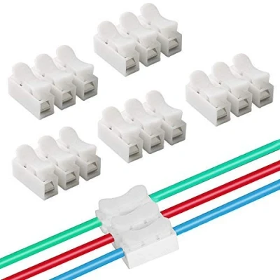 Abbildung von QitinDasen 40Pcs Premium CH3 Schnelldrahtverbinder, Federverbindungsstück Verbindungsklemmen, Kabelklemme Klemmenblock, Elektrische Drähte an die LED Streifen Licht Draht Anschluss