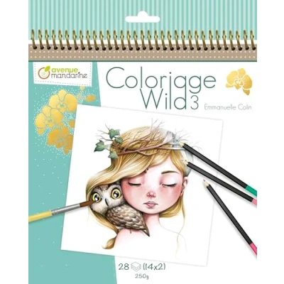 Abbildung von Avenue Mandarine GY077C Sammelmalbuch Wild, Edition 3, aus Zeichenpapier 250g, mit mikroperforierten Blättern, 28 Blatt (14 Zeichnungen x 2), ideal für Kinder ab 5 Jahren, 1 Stück