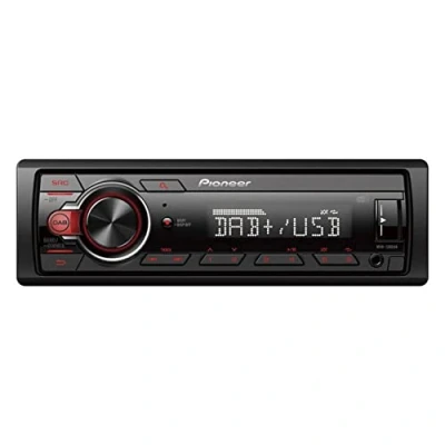 Abbildung von Pioneer MVH 130DABAN mit DAB Antenne, 1DIN Autoradio RDS und DAB+, USB, AUX Eingang, geringe Einbautiefe
