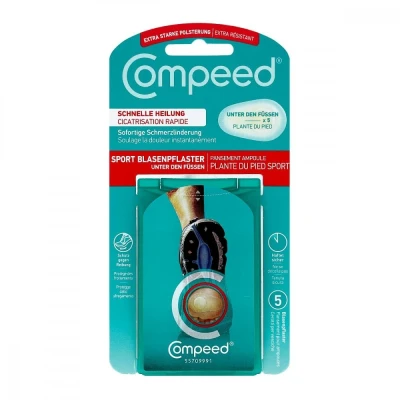 Abbildung von Compeed Blasenpflaster unter den Füssen