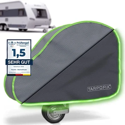 Abbildung von Tarpofix® Deichselabdeckung Wohnwagen Anhängerkupplung Abdeckung mit Doppel Klickverschluss Deichselhaube Anhänger Wasserdicht Universal Anhängerdeichsel Deichselschutzhaube PKW
