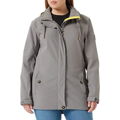 Abbildung von Ankerglut Damen Women&#039;s Coat Short With Hood Lined Jacket Transition #Anker Glutbree Softshelljacke, Grau, 42 EU