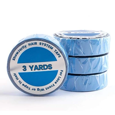 Abbildung von ShowJarlly 1 Rolle Doppelseitigem Klebeband Spitze Vorne Unterstützung Bandrolle Für Perücke &amp; Haarverlängerungen (1,2 CM * 3 Yards) Blau Komfort