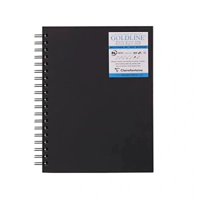 Abbildung von Clairefontaine 960082C Skizzenbuch Goldline, mit Spiralbindung, 40 Blatt 17,8x25,4 cm, 250g, ideal für Trockentechniken, 1 Stück, Weiß