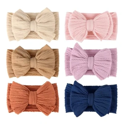 Abbildung von DRESHOW 6 Stück Baby Haarband Stirnbänder Mädchen Nylon Stirnband Neugeborene Kleinkinder Haarbänder und Bögen Kinder Haarschmuck